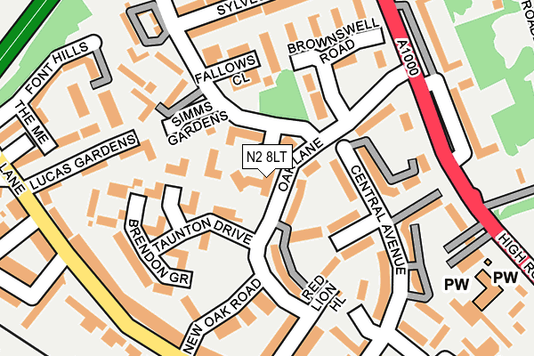 N2 8LT map - OS OpenMap – Local (Ordnance Survey) N2 8LT map - OS OpenMap – Local (Ordnance Survey)