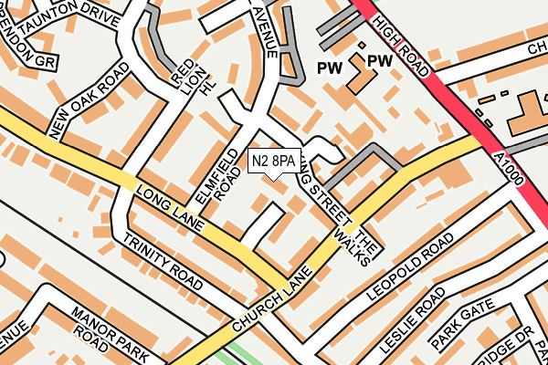N2 8PA map - OS OpenMap – Local (Ordnance Survey) N2 8PA map - OS OpenMap – Local (Ordnance Survey)