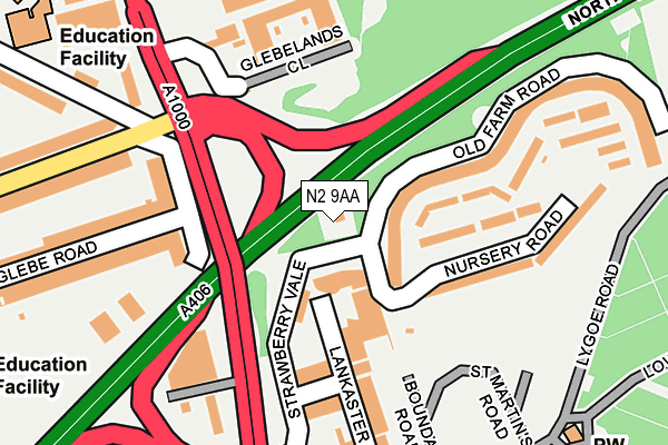 N2 9AA map - OS OpenMap – Local (Ordnance Survey) N2 9AA map - OS OpenMap – Local (Ordnance Survey)