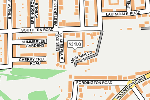 N2 9LQ map - OS OpenMap – Local (Ordnance Survey) N2 9LQ map - OS OpenMap – Local (Ordnance Survey)