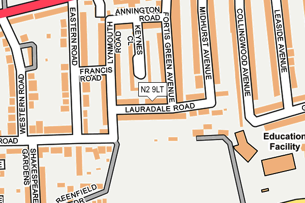 N2 9LT map - OS OpenMap – Local (Ordnance Survey) N2 9LT map - OS OpenMap – Local (Ordnance Survey)