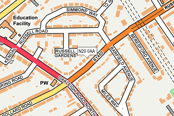 N20 0AA map - OS OpenMap – Local (Ordnance Survey) N20 0AA map - OS OpenMap – Local (Ordnance Survey)