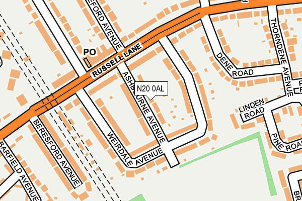 N20 0AL map - OS OpenMap – Local (Ordnance Survey) N20 0AL map - OS OpenMap – Local (Ordnance Survey)