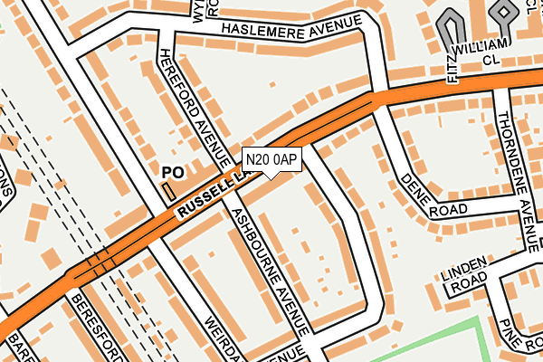 N20 0AP map - OS OpenMap – Local (Ordnance Survey) N20 0AP map - OS OpenMap – Local (Ordnance Survey)
