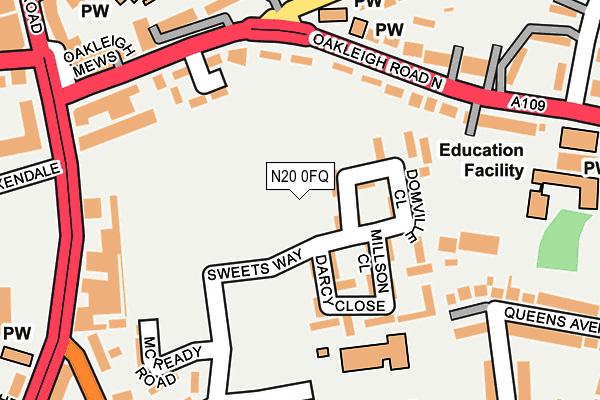 N20 0FQ map - OS OpenMap – Local (Ordnance Survey) N20 0FQ map - OS OpenMap – Local (Ordnance Survey)
