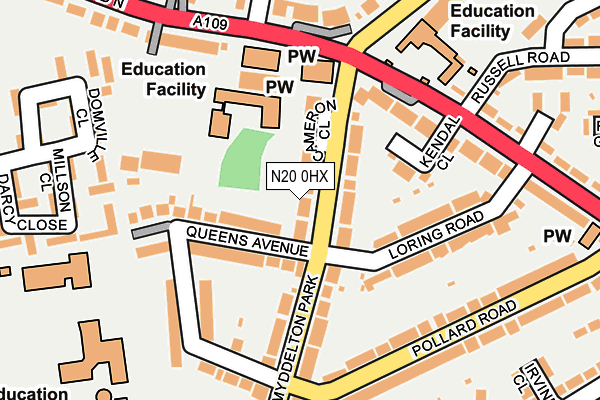N20 0HX map - OS OpenMap – Local (Ordnance Survey)