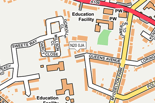 N20 0JA map - OS OpenMap – Local (Ordnance Survey) N20 0JA map - OS OpenMap – Local (Ordnance Survey)