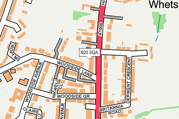 N20 0QA map - OS OpenMap – Local (Ordnance Survey)