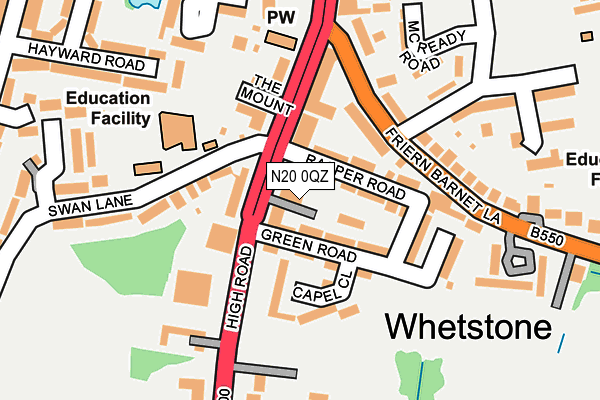 N20 0QZ map - OS OpenMap – Local (Ordnance Survey)
