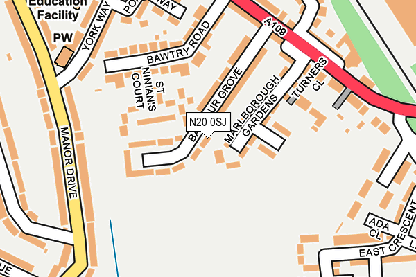 N20 0SJ map - OS OpenMap – Local (Ordnance Survey) N20 0SJ map - OS OpenMap – Local (Ordnance Survey)