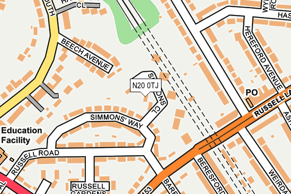 N20 0TJ map - OS OpenMap – Local (Ordnance Survey) N20 0TJ map - OS OpenMap – Local (Ordnance Survey)
