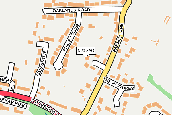 N20 8AQ map - OS OpenMap – Local (Ordnance Survey) N20 8AQ map - OS OpenMap – Local (Ordnance Survey)