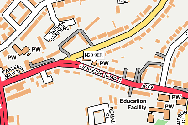 N20 9ER map - OS OpenMap – Local (Ordnance Survey) N20 9ER map - OS OpenMap – Local (Ordnance Survey)