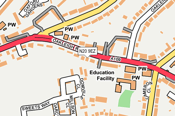 N20 9EZ map - OS OpenMap – Local (Ordnance Survey)
