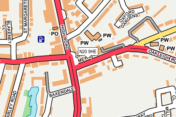 N20 9HE map - OS OpenMap – Local (Ordnance Survey) N20 9HE map - OS OpenMap – Local (Ordnance Survey)