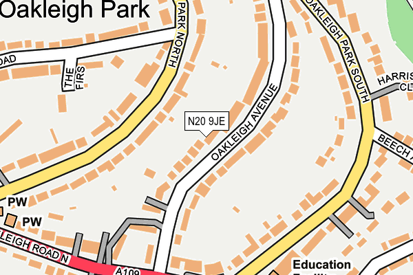 N20 9JE map - OS OpenMap – Local (Ordnance Survey) N20 9JE map - OS OpenMap – Local (Ordnance Survey)
