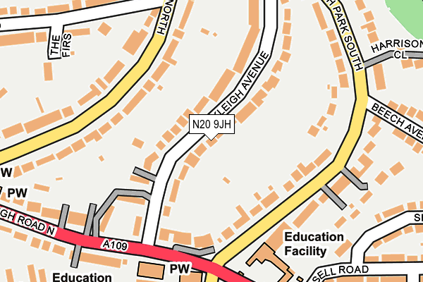 N20 9JH map - OS OpenMap – Local (Ordnance Survey) N20 9JH map - OS OpenMap – Local (Ordnance Survey)