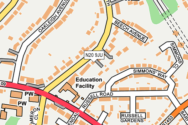 N20 9JU map - OS OpenMap – Local (Ordnance Survey)