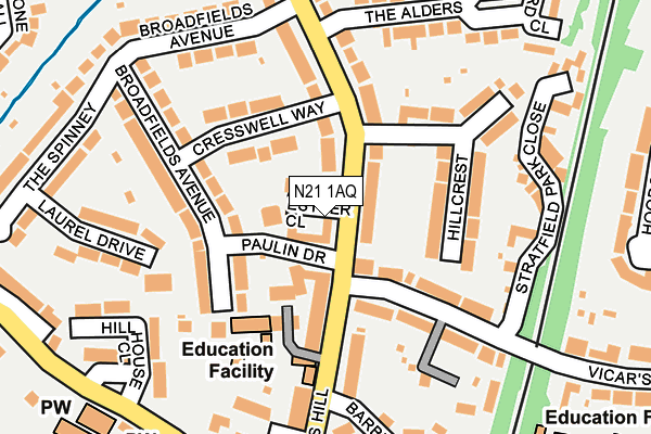 N21 1AQ map - OS OpenMap – Local (Ordnance Survey)