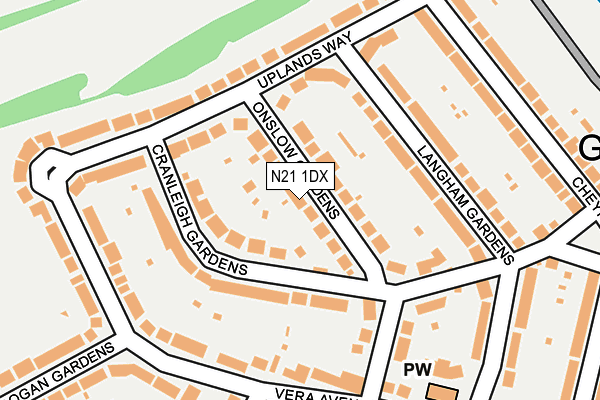 N21 1DX map - OS OpenMap – Local (Ordnance Survey) N21 1DX map - OS OpenMap – Local (Ordnance Survey)
