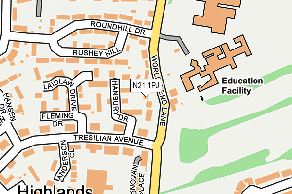 N21 1PJ map - OS OpenMap – Local (Ordnance Survey) N21 1PJ map - OS OpenMap – Local (Ordnance Survey)