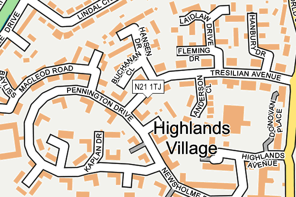 N21 1TJ map - OS OpenMap – Local (Ordnance Survey)