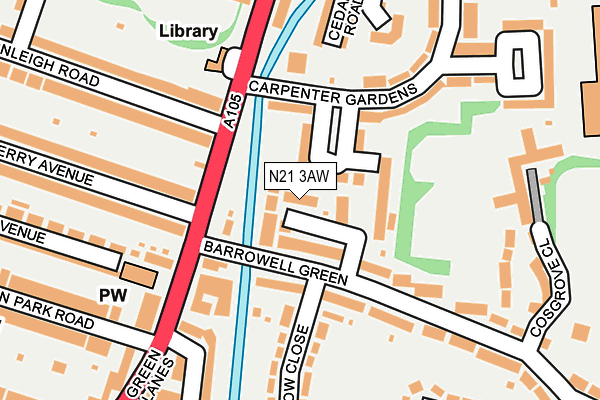 N21 3AW map - OS OpenMap – Local (Ordnance Survey) N21 3AW map - OS OpenMap – Local (Ordnance Survey)