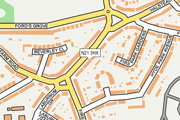 N21 3HX map - OS OpenMap – Local (Ordnance Survey) N21 3HX map - OS OpenMap – Local (Ordnance Survey)