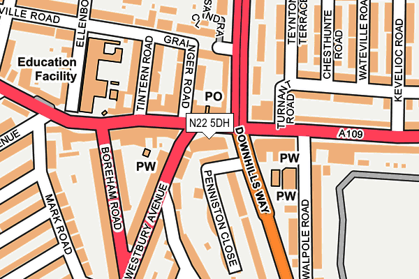 N22 5DH map - OS OpenMap – Local (Ordnance Survey) N22 5DH map - OS OpenMap – Local (Ordnance Survey)