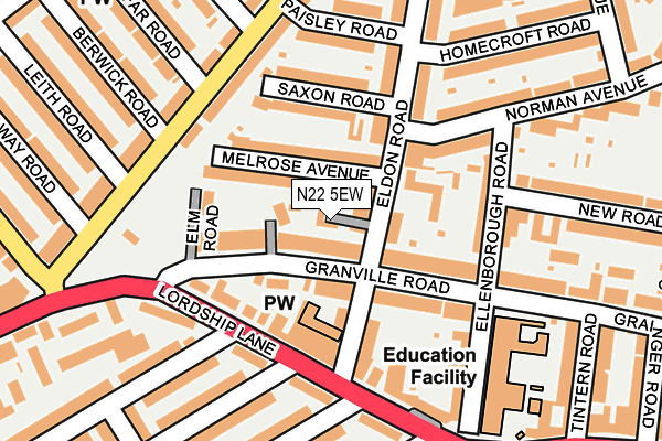 N22 5EW map - OS OpenMap – Local (Ordnance Survey) N22 5EW map - OS OpenMap – Local (Ordnance Survey)