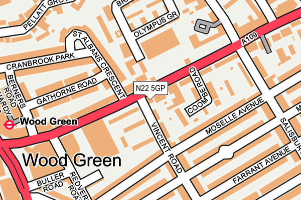 N22 5GP map - OS OpenMap – Local (Ordnance Survey) N22 5GP map - OS OpenMap – Local (Ordnance Survey)