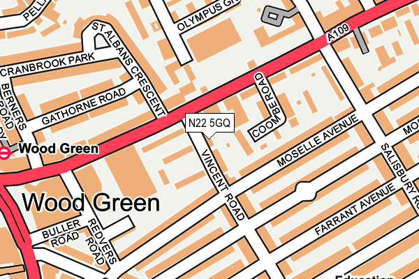 N22 5GQ map - OS OpenMap – Local (Ordnance Survey) N22 5GQ map - OS OpenMap – Local (Ordnance Survey)