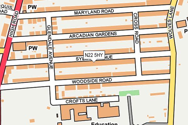 N22 5HY map - OS OpenMap – Local (Ordnance Survey) N22 5HY map - OS OpenMap – Local (Ordnance Survey)