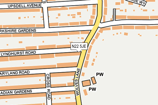 N22 5JE map - OS OpenMap – Local (Ordnance Survey) N22 5JE map - OS OpenMap – Local (Ordnance Survey)