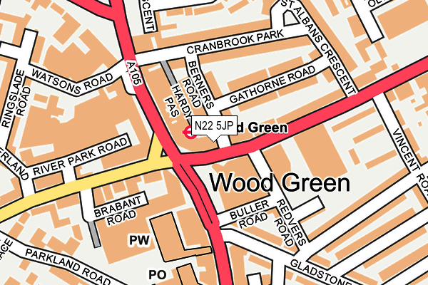 N22 5JP map - OS OpenMap – Local (Ordnance Survey) N22 5JP map - OS OpenMap – Local (Ordnance Survey)