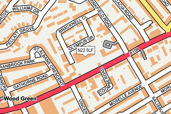 N22 5LF map - OS OpenMap – Local (Ordnance Survey) N22 5LF map - OS OpenMap – Local (Ordnance Survey)