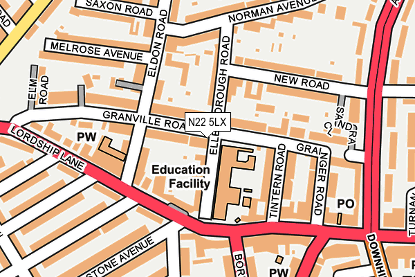 N22 5LX map - OS OpenMap – Local (Ordnance Survey) N22 5LX map - OS OpenMap – Local (Ordnance Survey)