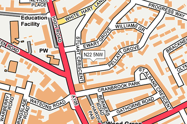 N22 5NW map - OS OpenMap – Local (Ordnance Survey) N22 5NW map - OS OpenMap – Local (Ordnance Survey)