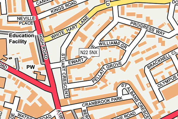 N22 5NX map - OS OpenMap – Local (Ordnance Survey) N22 5NX map - OS OpenMap – Local (Ordnance Survey)