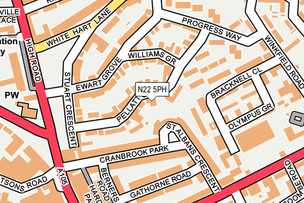 N22 5PH map - OS OpenMap – Local (Ordnance Survey) N22 5PH map - OS OpenMap – Local (Ordnance Survey)