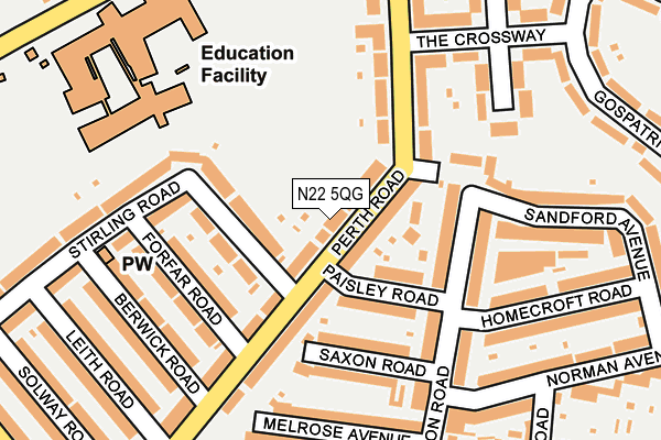 N22 5QG map - OS OpenMap – Local (Ordnance Survey) N22 5QG map - OS OpenMap – Local (Ordnance Survey)