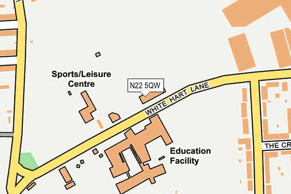 N22 5QW map - OS OpenMap – Local (Ordnance Survey) N22 5QW map - OS OpenMap – Local (Ordnance Survey)