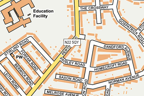 N22 5QY map - OS OpenMap – Local (Ordnance Survey) N22 5QY map - OS OpenMap – Local (Ordnance Survey)
