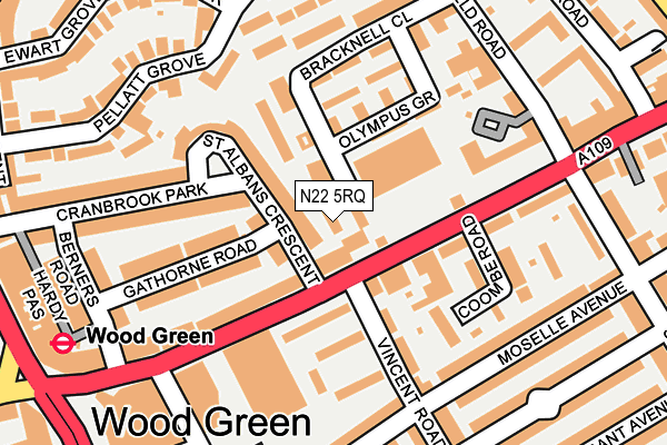 N22 5RQ map - OS OpenMap – Local (Ordnance Survey) N22 5RQ map - OS OpenMap – Local (Ordnance Survey)