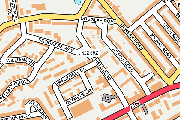 N22 5RZ map - OS OpenMap – Local (Ordnance Survey) N22 5RZ map - OS OpenMap – Local (Ordnance Survey)