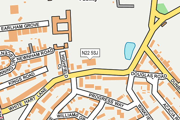 N22 5SJ map - OS OpenMap – Local (Ordnance Survey) N22 5SJ map - OS OpenMap – Local (Ordnance Survey)
