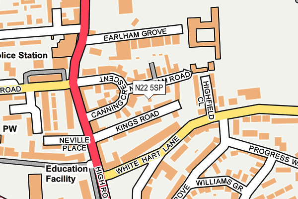 N22 5SP map - OS OpenMap – Local (Ordnance Survey) N22 5SP map - OS OpenMap – Local (Ordnance Survey)