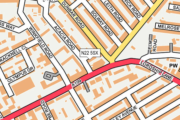 N22 5SX map - OS OpenMap – Local (Ordnance Survey) N22 5SX map - OS OpenMap – Local (Ordnance Survey)