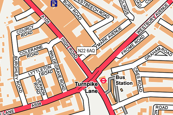 N22 6AQ map - OS OpenMap – Local (Ordnance Survey) N22 6AQ map - OS OpenMap – Local (Ordnance Survey)