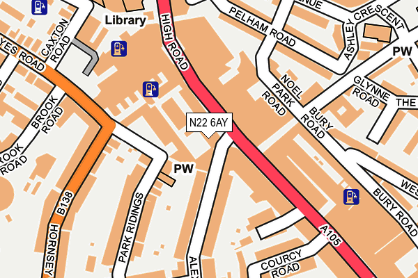 N22 6AY map - OS OpenMap – Local (Ordnance Survey) N22 6AY map - OS OpenMap – Local (Ordnance Survey)